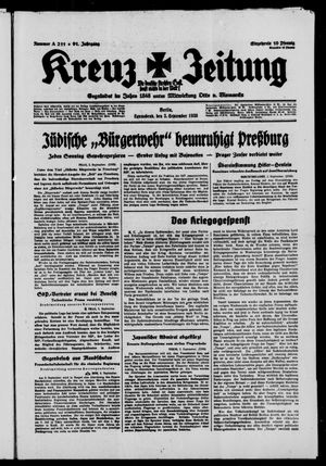 Kreuz-Zeitung vom 03.09.1938