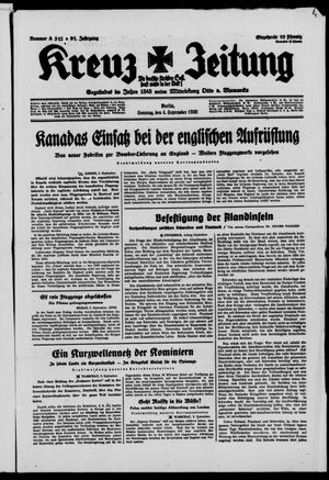 Kreuz-Zeitung vom 04.09.1938
