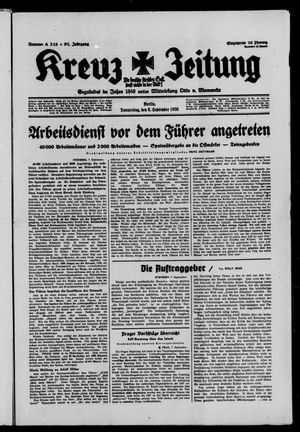 Kreuz-Zeitung vom 08.09.1938