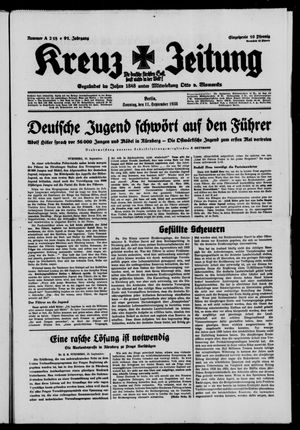 Kreuz-Zeitung vom 11.09.1938