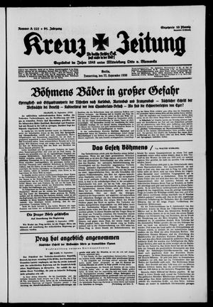 Kreuz-Zeitung vom 22.09.1938