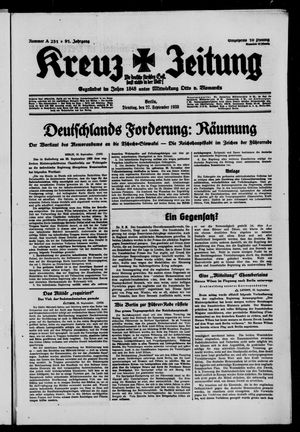 Kreuz-Zeitung vom 27.09.1938