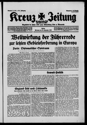 Kreuz-Zeitung vom 28.09.1938