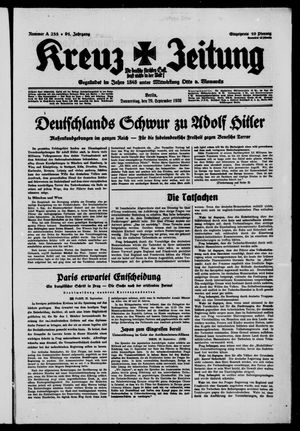 Kreuz-Zeitung on Sep 29, 1938
