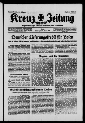 Kreuz-Zeitung vom 19.10.1938