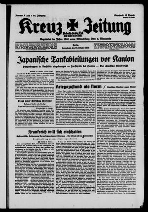 Kreuz-Zeitung vom 22.10.1938