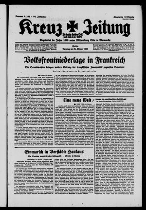 Kreuz-Zeitung vom 25.10.1938