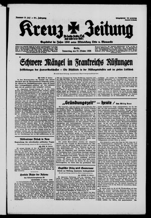 Kreuz-Zeitung vom 27.10.1938