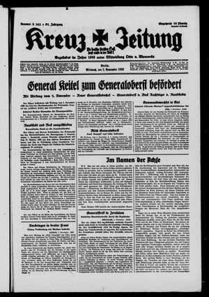 Kreuz-Zeitung vom 02.11.1938