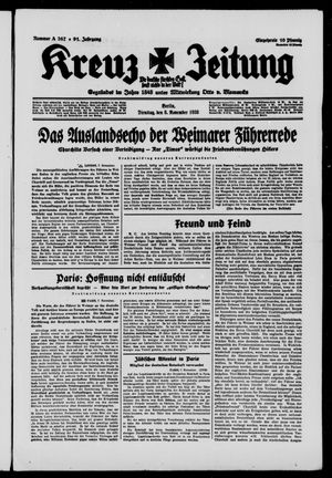 Kreuz-Zeitung vom 08.11.1938
