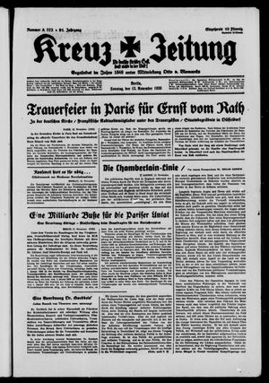 Kreuz-Zeitung vom 13.11.1938