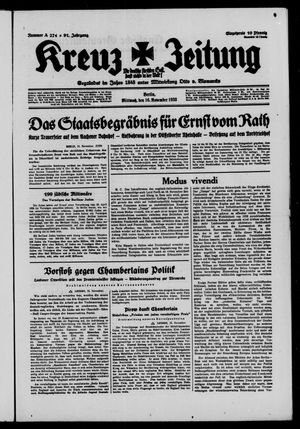 Kreuz-Zeitung vom 16.11.1938