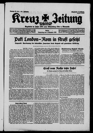 Kreuz-Zeitung vom 17.11.1938