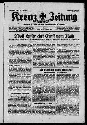 Kreuz-Zeitung vom 18.11.1938