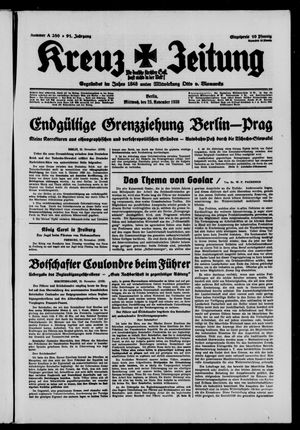 Kreuz-Zeitung vom 23.11.1938