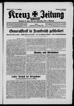 Kreuz-Zeitung vom 01.12.1938
