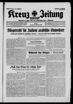 Kreuz-Zeitung vom 02.12.1938