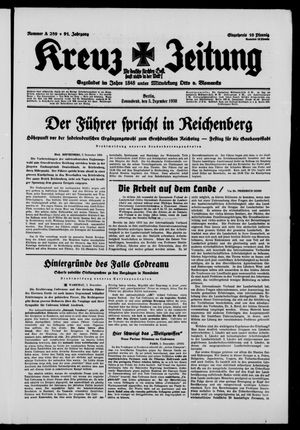 Kreuz-Zeitung vom 03.12.1938