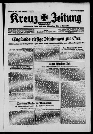 Kreuz-Zeitung vom 17.12.1938