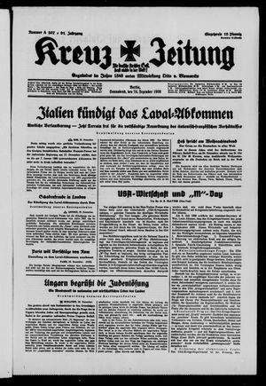 Kreuz-Zeitung vom 24.12.1938
