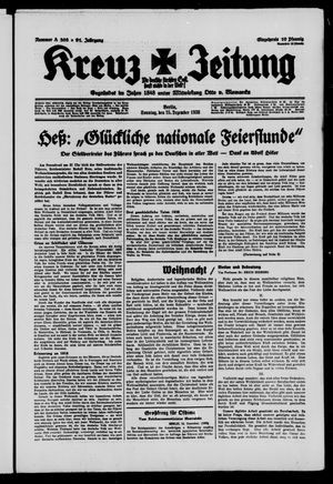 Kreuz-Zeitung vom 25.12.1938