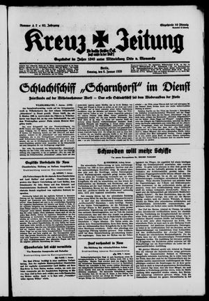 Kreuz-Zeitung on Jan 8, 1939