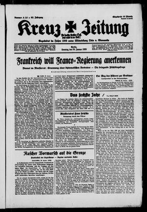Kreuz-Zeitung vom 29.01.1939