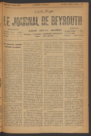 Le journal de Beyrouth vom 08.02.1916