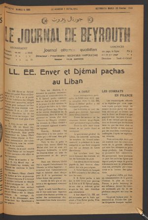 Le journal de Beyrouth vom 22.02.1916