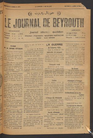 Le journal de Beyrouth vom 06.03.1916