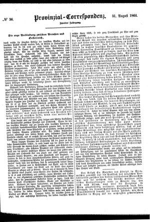 Provinzial-Correspondenz vom 31.08.1864