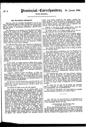 Provinzial-Correspondenz vom 25.01.1865