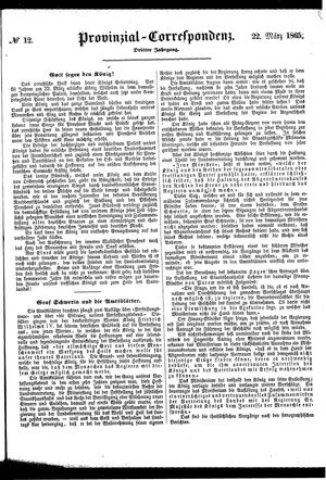 Provinzial-Correspondenz vom 22.03.1865