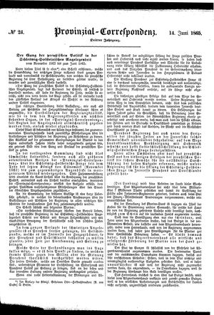 Provinzial-Correspondenz vom 14.06.1865