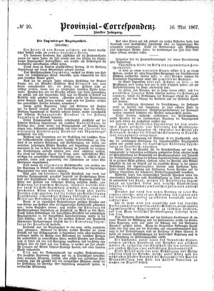 Provinzial-Correspondenz vom 16.05.1867