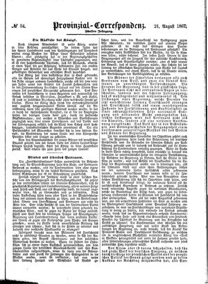 Provinzial-Correspondenz vom 21.08.1867