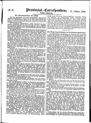 Provinzial-Correspondenz vom 21.10.1868