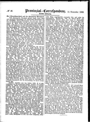 Provinzial-Correspondenz vom 11.11.1868