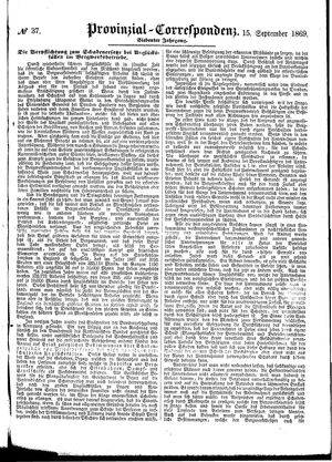 Provinzial-Correspondenz on Sep 15, 1869