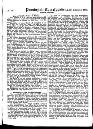 Provinzial-Correspondenz vom 22.09.1869