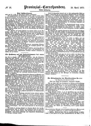 Provinzial-Correspondenz vom 20.04.1870