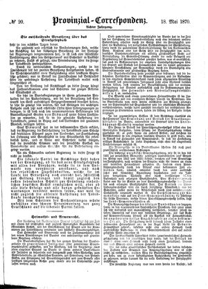 Provinzial-Correspondenz vom 18.05.1870