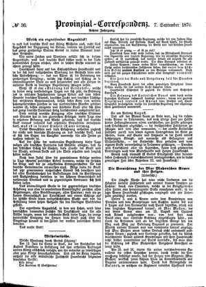 Provinzial-Correspondenz vom 07.09.1870
