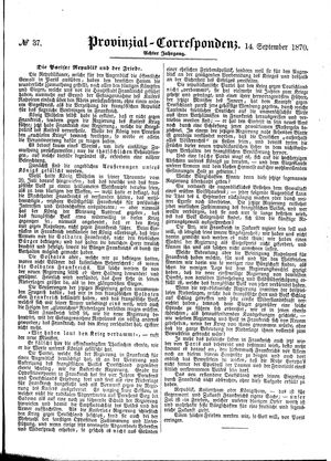 Provinzial-Correspondenz vom 14.09.1870