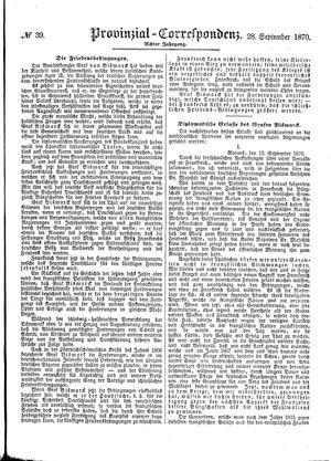 Provinzial-Correspondenz on Sep 28, 1870