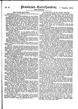 Provinzial-Correspondenz on Dec 7, 1870