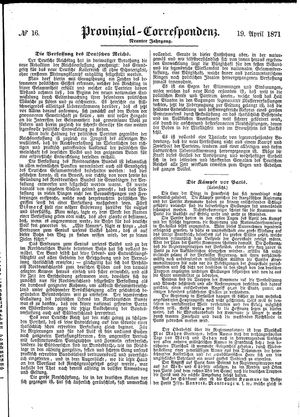 Provinzial-Correspondenz on Apr 19, 1871