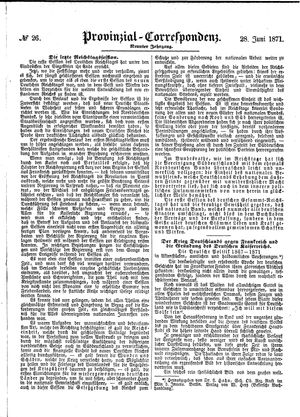 Provinzial-Correspondenz vom 28.06.1871