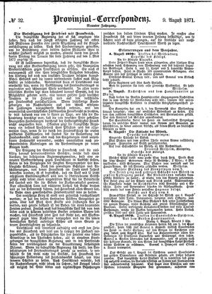 Provinzial-Correspondenz vom 09.08.1871