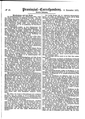 Provinzial-Correspondenz vom 08.11.1871